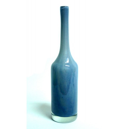 НОЛА-40-1-голубая                                                                  ваза бутылочная декоративная гутной работы голубая