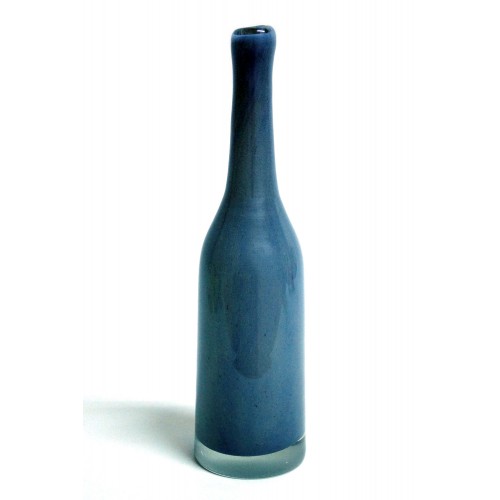 НОЛА-40-2-голубая                                                                      ваза бутылочная декоративная гутной работы голубая