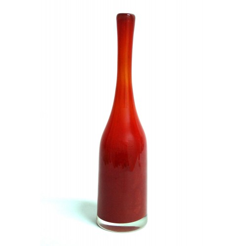 НОЛА-2-красная                                                            ваза бутылочная декоративная гутной работы красная